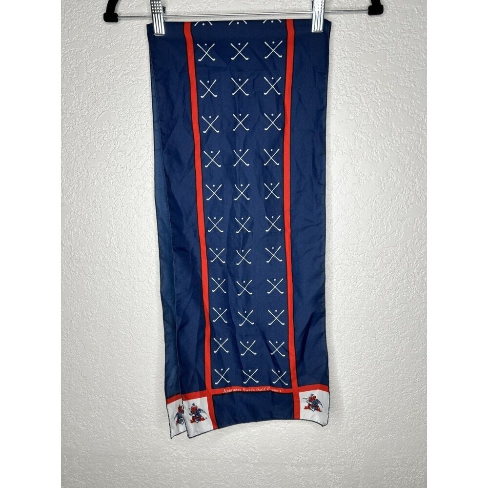 Vintage Hampton Hall Anheuser Busch Golf Classic Scarf Red White Blue Q